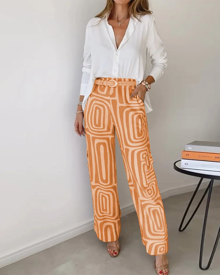 Kamay Stilvolles Anzughosen-Set – Inklusive Bluse und Gürtel