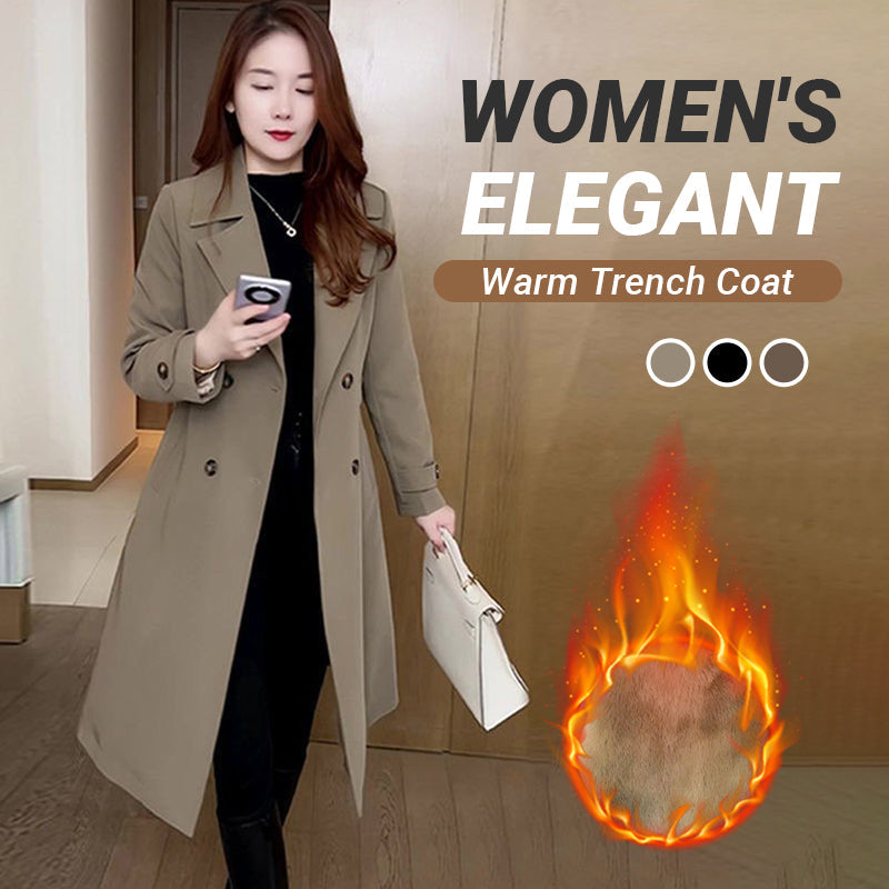 Eleganter Damen-Trenchcoat mit Plüschfutter