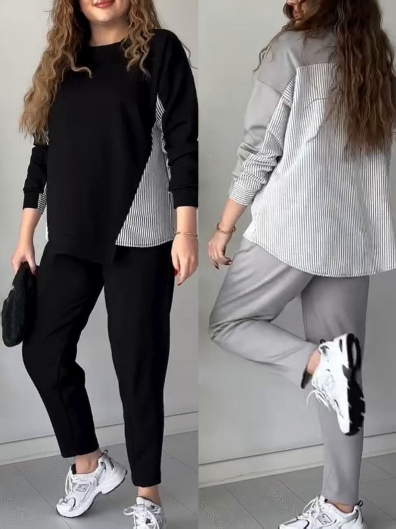 2-teiliges Lounge-Set für Damen mit Blockfarben