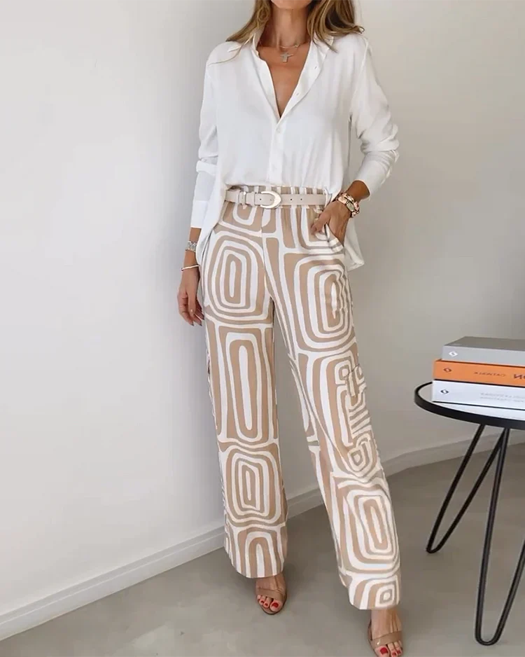 Kamay Stilvolles Anzughosen-Set – Inklusive Bluse und Gürtel