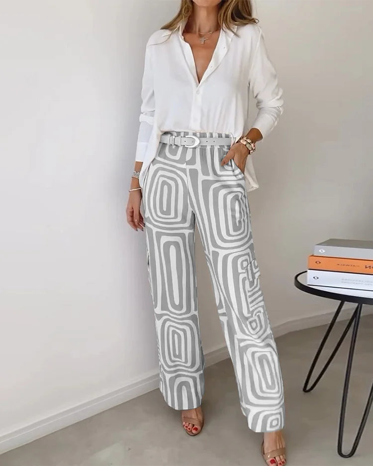 Kamay Stilvolles Anzughosen-Set – Inklusive Bluse und Gürtel