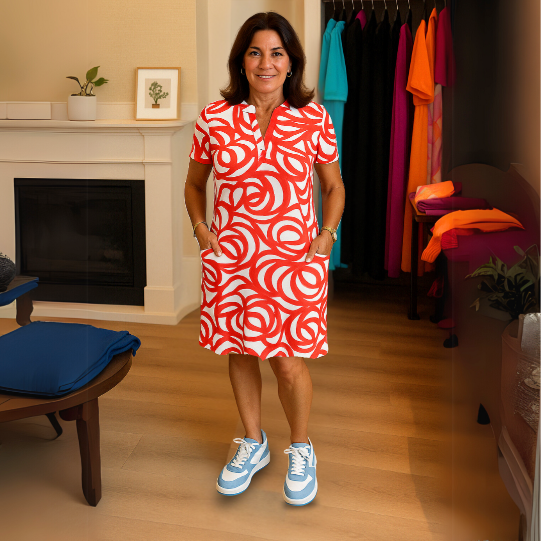 Monique | Luftiges Kleid mit V-Ausschnitt & Print