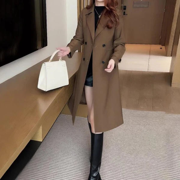 Eleganter Damen-Trenchcoat mit Plüschfutter
