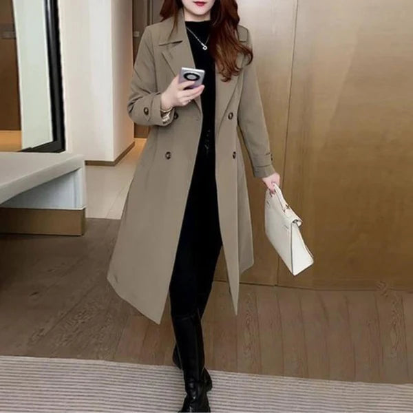 Eleganter Damen-Trenchcoat mit Plüschfutter