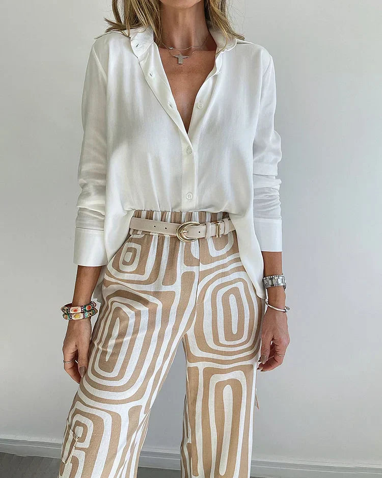 Kamay Stilvolles Anzughosen-Set – Inklusive Bluse und Gürtel
