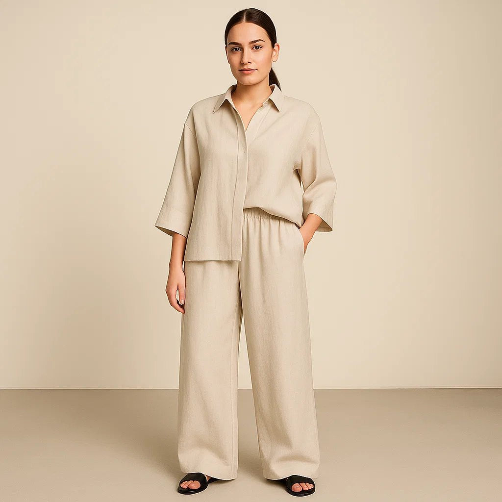Mavina | Zweiteiliges Set aus Leinenmix mit weitem Schnitt