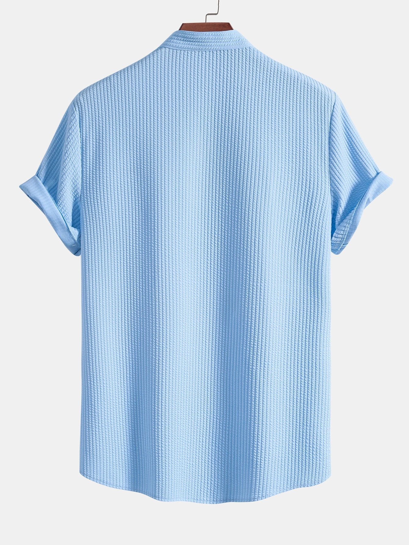 Muskel Fit Rippen Standkragen Shirt