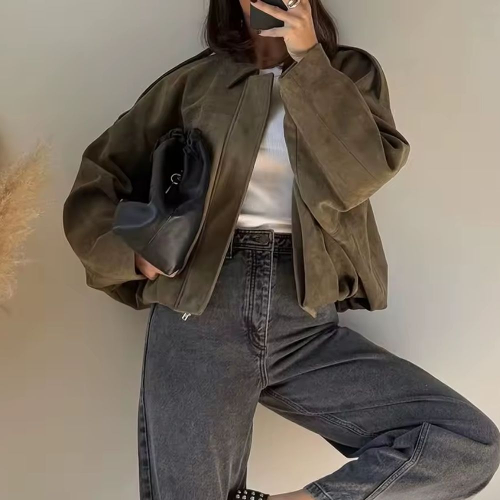 Rafza | Oversized Jack in Wildleder-Optik