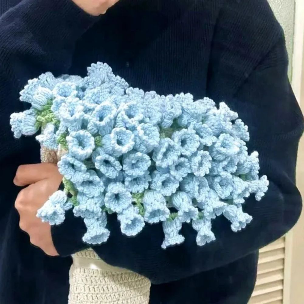 Handgestrickte Rosen-Decke DIY-Kit & Fertiges Geschenk