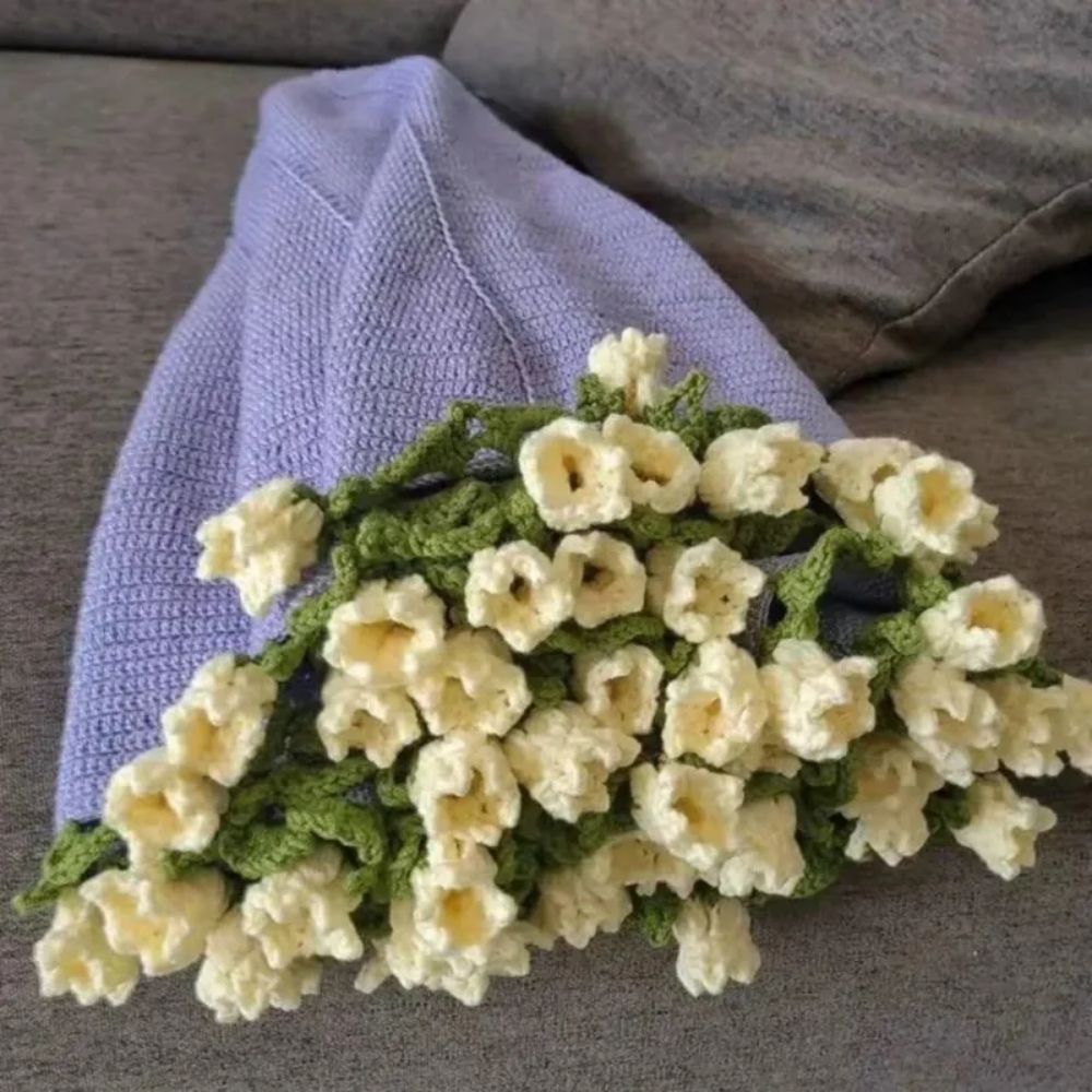 Handgestrickte Rosen-Decke DIY-Kit & Fertiges Geschenk