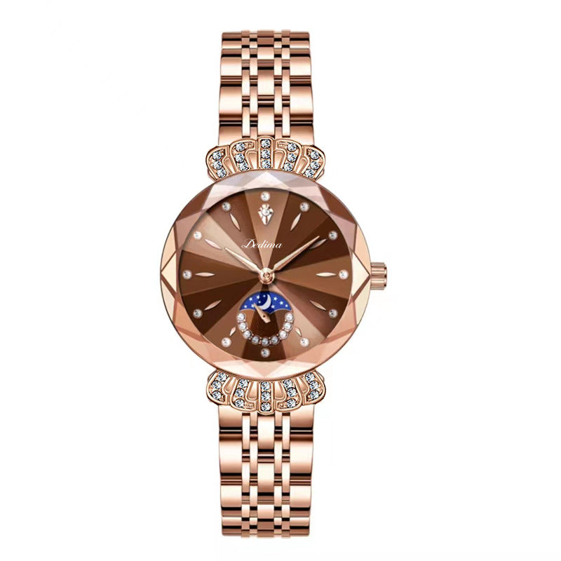 Modisches Diamant Mond-Stern Uhr für Damen