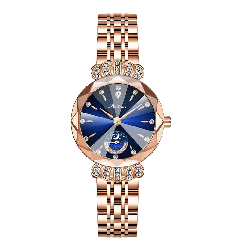 Modisches Diamant Mond-Stern Uhr für Damen