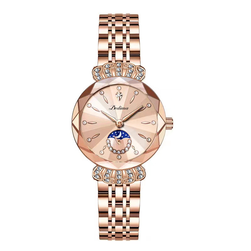 Modisches Diamant Mond-Stern Uhr für Damen