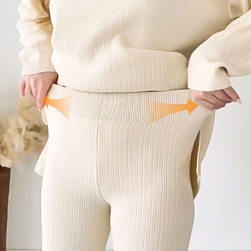 Myra - Legerer Gestrickter Zweiteiler Set mit V-Ausschnitt