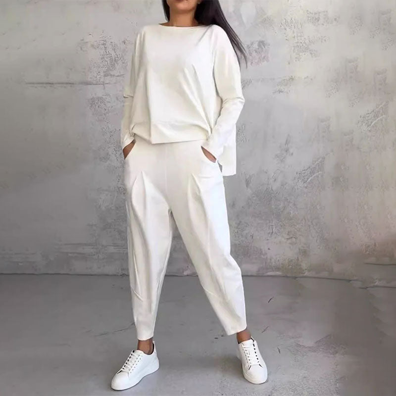 Langarm mit rundem Hals ＆ Hose 2-teiliger Set