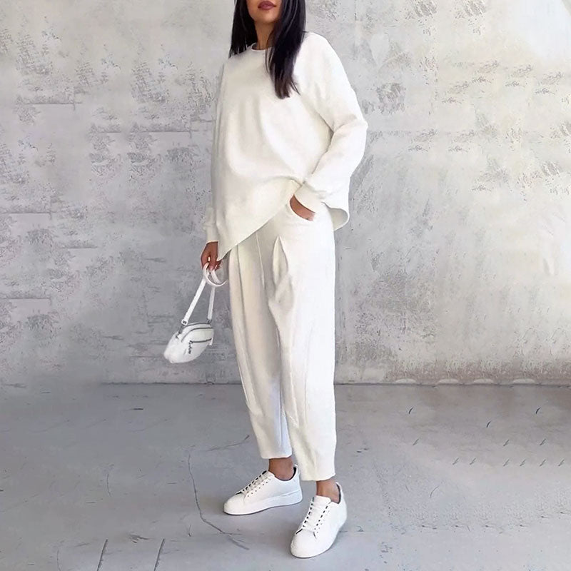 Langarm mit rundem Hals ＆ Hose 2-teiliger Set