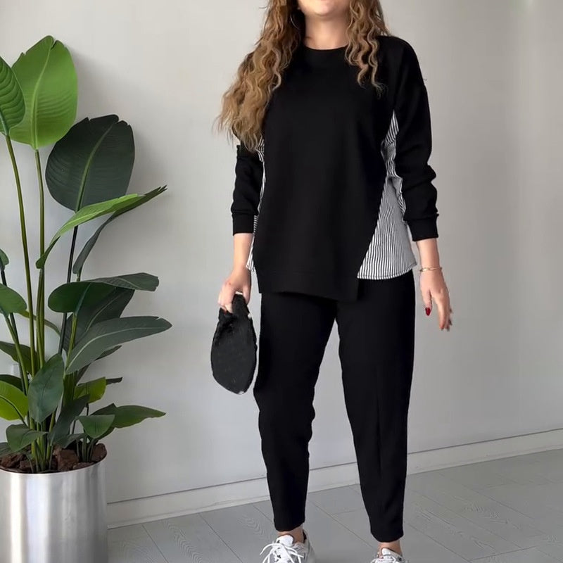 2-teiliges Lounge-Set für Damen mit Blockfarben