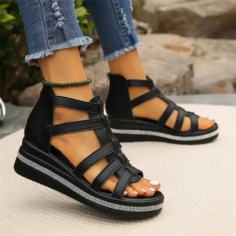 Roma | Elegante Riemensandalen mit Keilabsatz