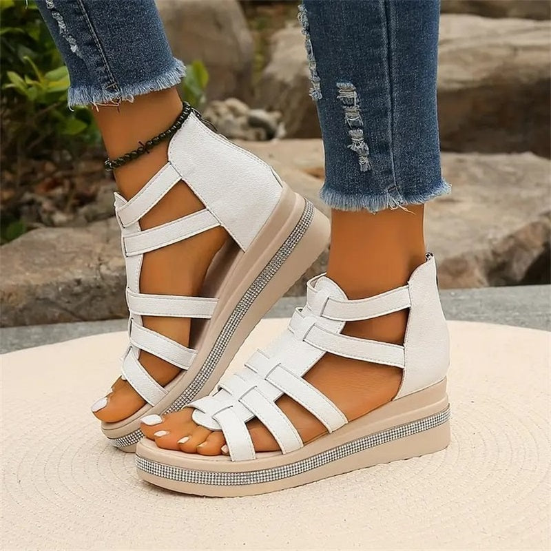 Roma | Elegante Riemensandalen mit Keilabsatz