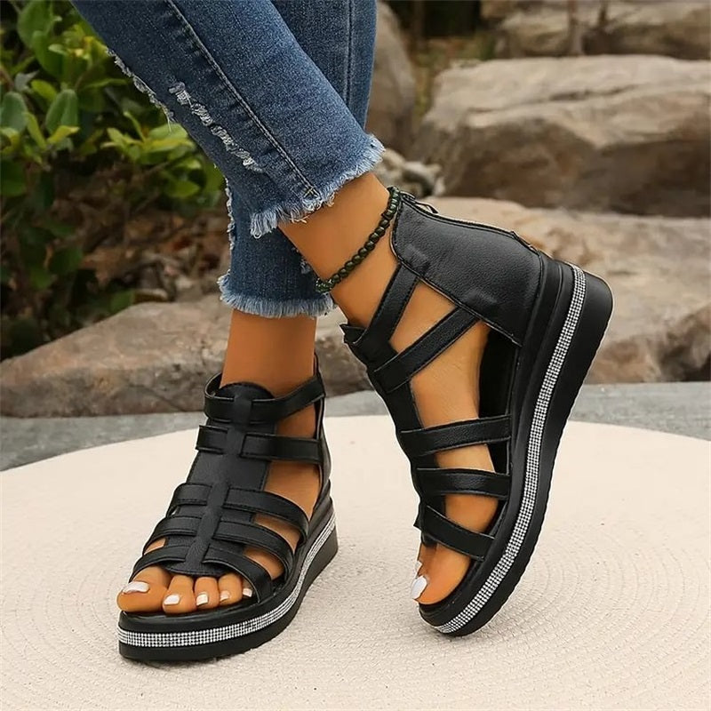 Roma | Elegante Riemensandalen mit Keilabsatz