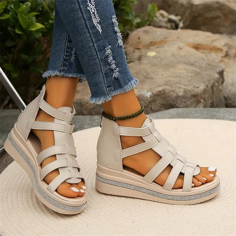 Roma | Elegante Riemensandalen mit Keilabsatz