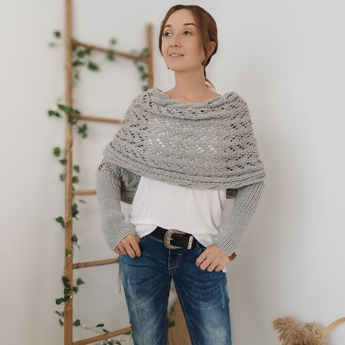 Damen Strickschal mit Doppelärmeln