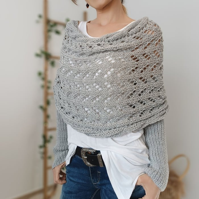 Damen Strickschal mit Doppelärmeln