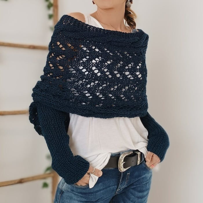 Damen Strickschal mit Doppelärmeln